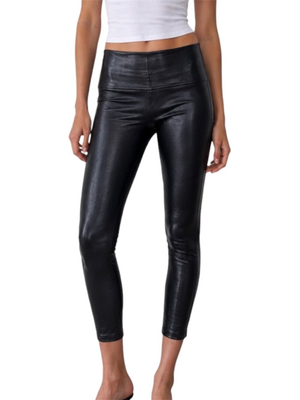 M Spanx Black Faux Leather High Rise Leggings